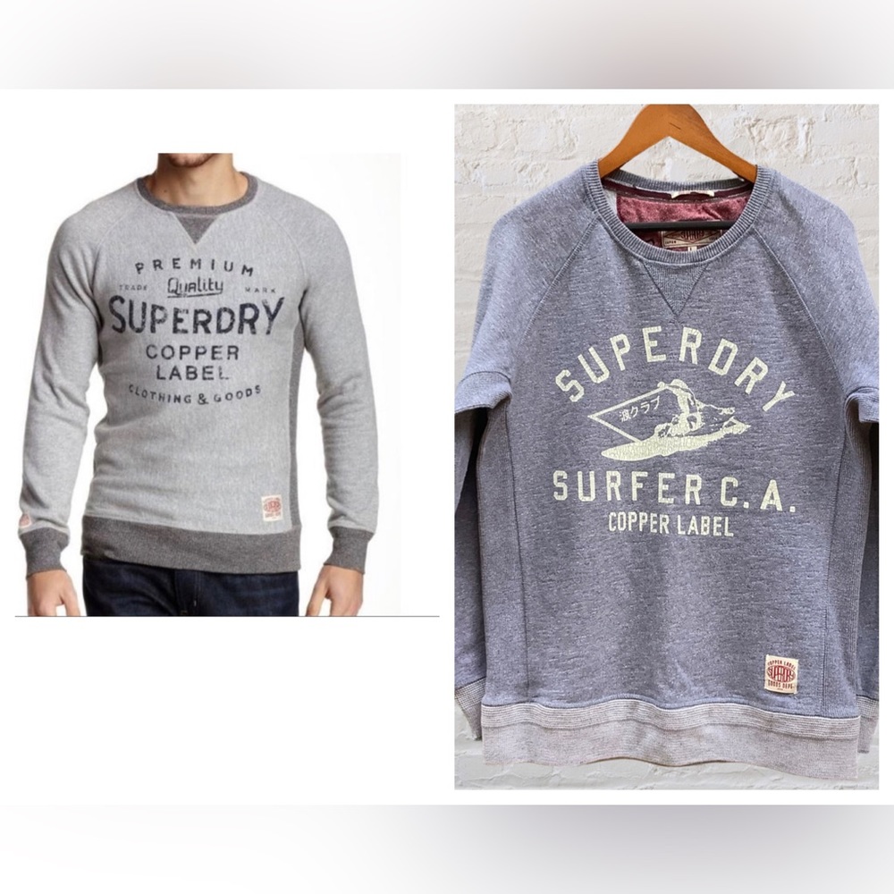 Superdry Copper Label Pullover Loopback Crew Sweatshirt, Large - Picture 2 of 8